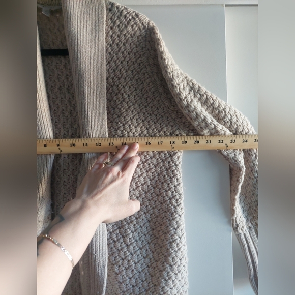 Athleta Saturday Wool & Yak Hair Open Chunky knit Cardigan Tan S - Picture 6 of 8